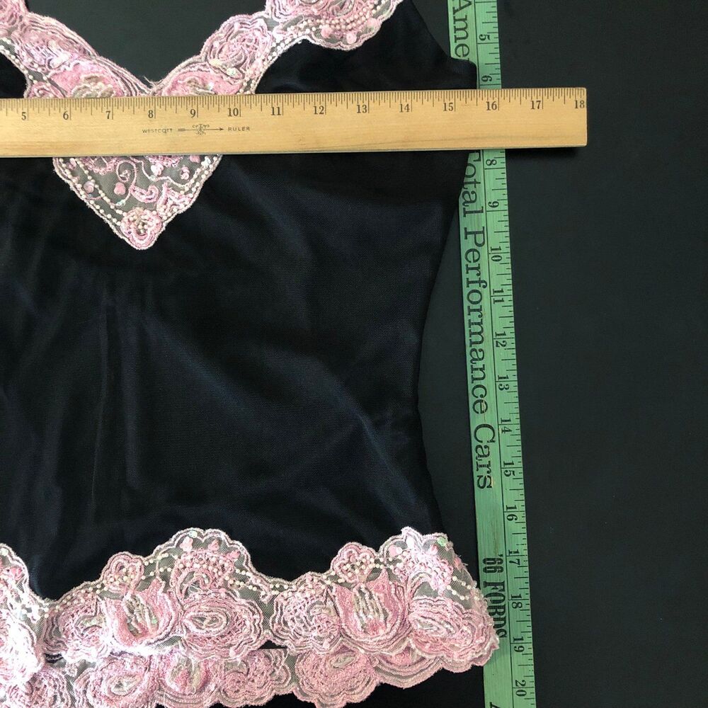 Cache Vintage Black Pink Beaded Fairy Top Medium - Picture 7 of 7